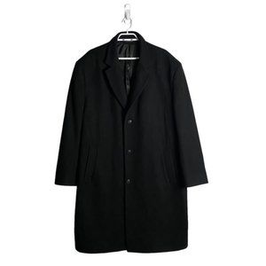 London Fog Men's Black Wool Knit Button Down Trench Coat
